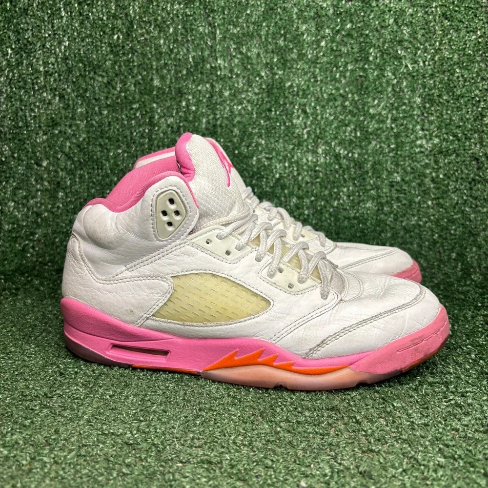 Air Jordan 5 Retro GS Leather Athletic Sneaker Pinksicle White Womens 7.5 (6Y)